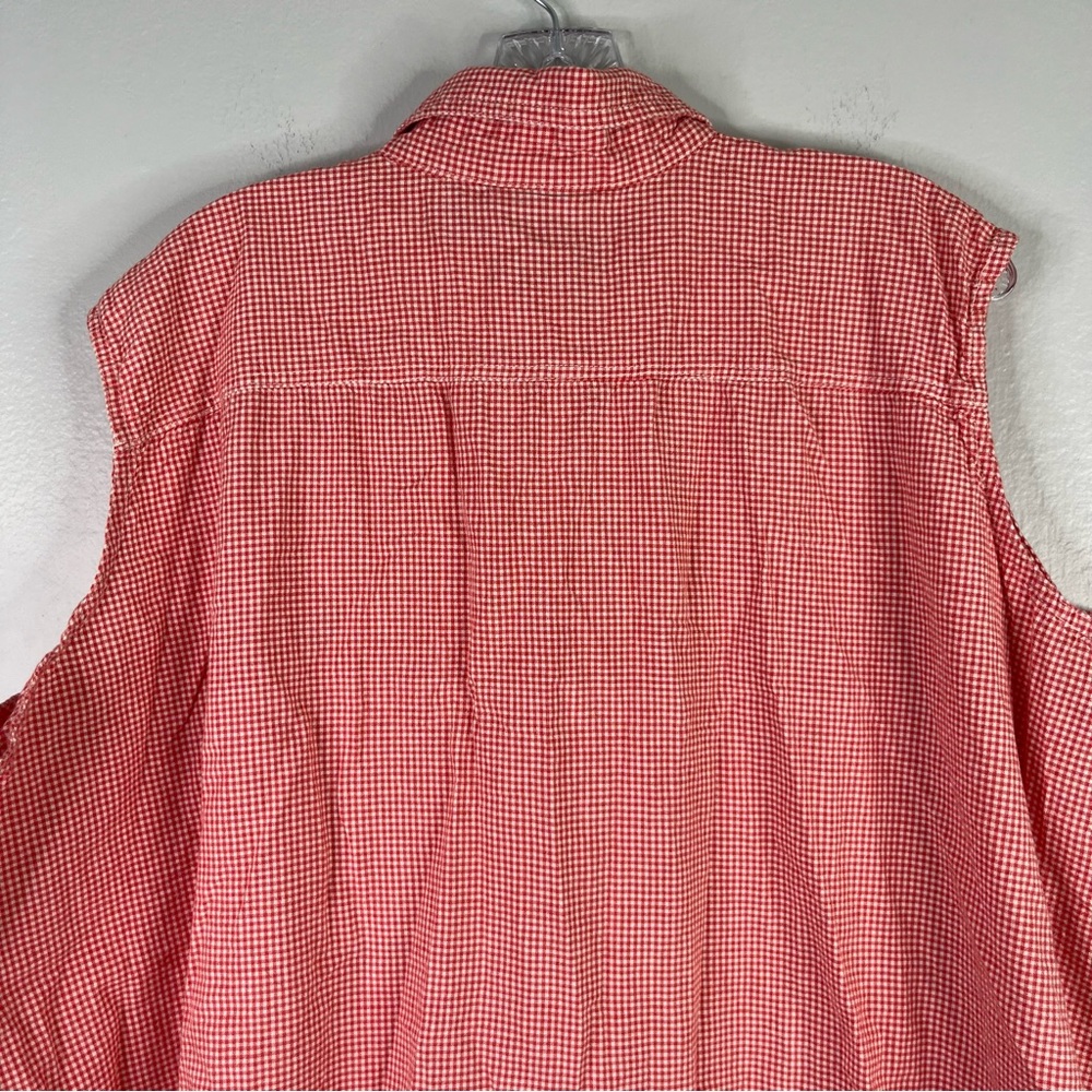 Scooby Doo Shirt Women's 26/28W Red White Plaid Button Down Sleeveless Cotton - Picture 10 of 13